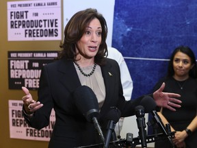 U.S. Vice-President Kamala Harris speaks at Planned Parenthood, Thursday, March. 14, 2024, in St. Paul, Minn.