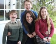 Prince Louis, Prince George and Princess Charlotte seen with their mother Kate Middleton in a new photo released by Kensington Palace.