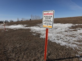 An Imperial Oil sign near St. Adolphe Manitoba where a pipeline has been found to be in need of repair.   Chris Procaylo, Thursday, March 21, 2024 Winnipeg Sun