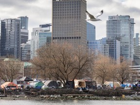 A sprawling tent city, one of several common Canadian sites that are a surprise to newcomers.
