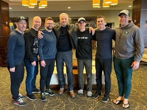 Legendary curler Ernie Richardson (middle) is cheering for Mike McEwen and his Saskatchewan squad at thee 2024 Montana's Brier.