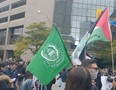 A Hamas flag was paraded at a pro-Palestinian protest in October 2023 in Toronto.