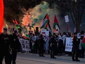 Pro-Palestinian protesters targetted a Synagogue in Thornhill on March 7, 2024.