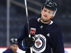 Winnipeg Jets forward Cole Perfetti takes part in practice.