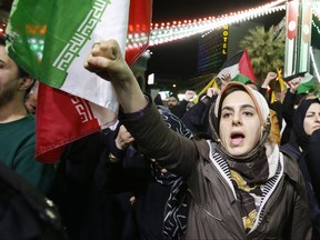 Iranians attend an anti-Israel protest at Palestine square in Tehran, on April 1, 2024.