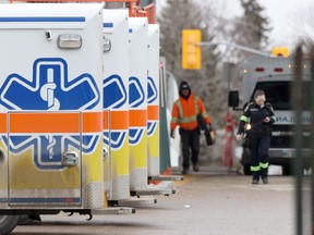 Ambulances lined up at a Winnipeg hospital