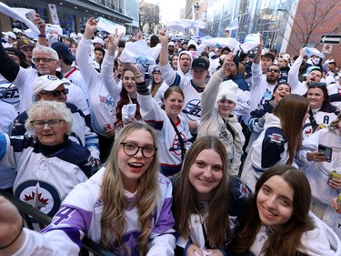 Fans enjoy the Winnipeg Jets Whiteout Street Party