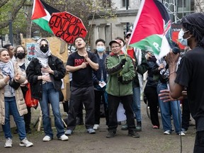 Pro-palestinian students and activists protest for an eighth day at an encampment on the campus of McGill University in Montreal, Canada, on May 4, 2024. Student protests against the Israeli military assault on Gaza following the unprecedented October 7 attack by Hamas on Israel have spread to several countries.