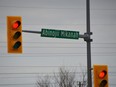 A new street sign at the corner of the renamed Abinojii Mikanah and Dakota Street.