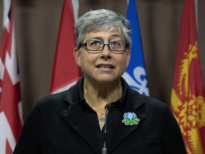 Metis Nation of Ontario President Margaret Froh speaks during a news conference in Ottawa, Wednesday, Oct. 25, 2023.