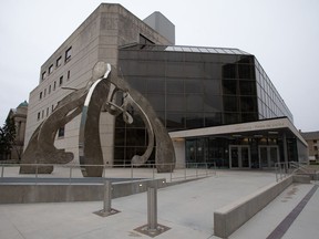The Court of King's Bench of Manitoba building is shown in downtown Winnipeg where the trial of Jeremy Skibicki is set to begin, on Monday, April 29, 2024.