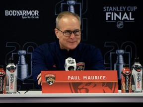 Florida Panthers head coach Paul Maurice speaks to reporters on Friday. GETTY IMAGES