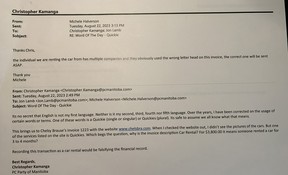 A Tory email saying the wrong letterhead was used for an expense